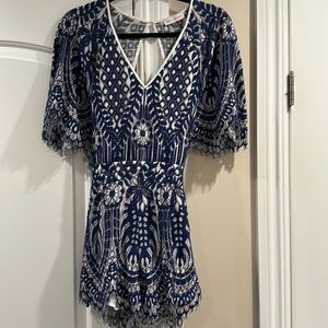 Red Carter blue and white lace floral romper